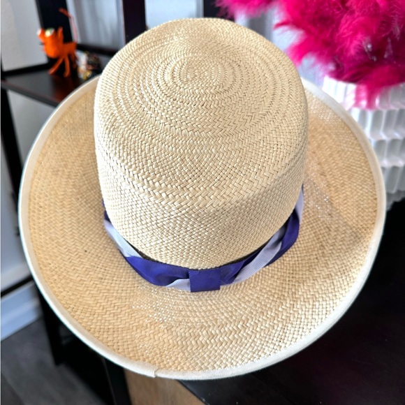 Brooks Brothers Straw Fedora Purple Ribbon Band main image 5